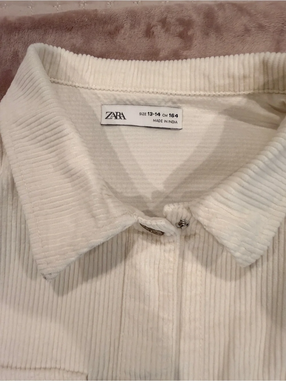 ZARA Cream Corduroy Button-Front Jacket